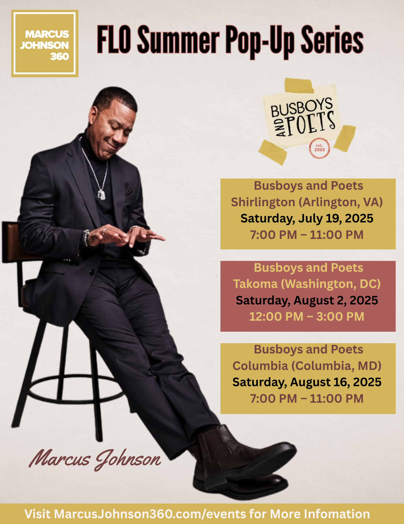 Marcus Johnson Live at Busboys Shirlington – Jazz & FLO Vibes | July 19 ...