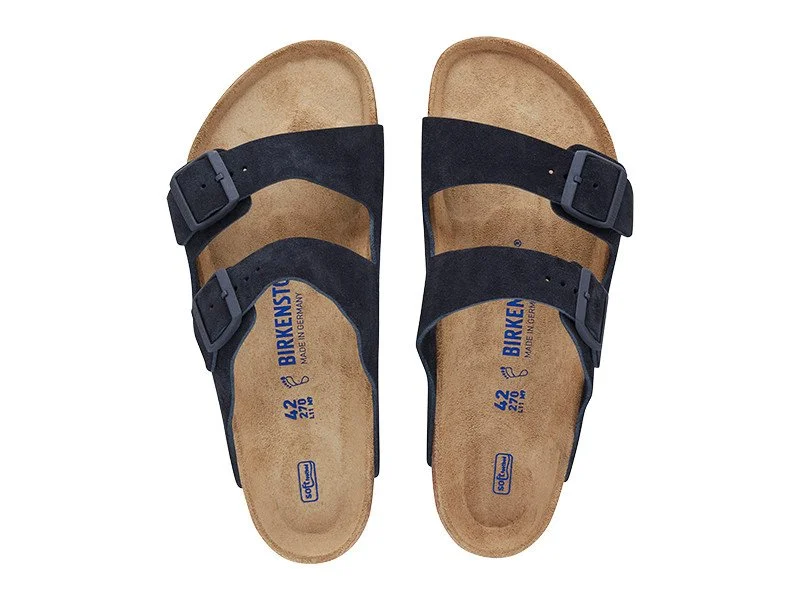 Birkenstock - Arizona Suede Leather in Midnight   Soft Footbed