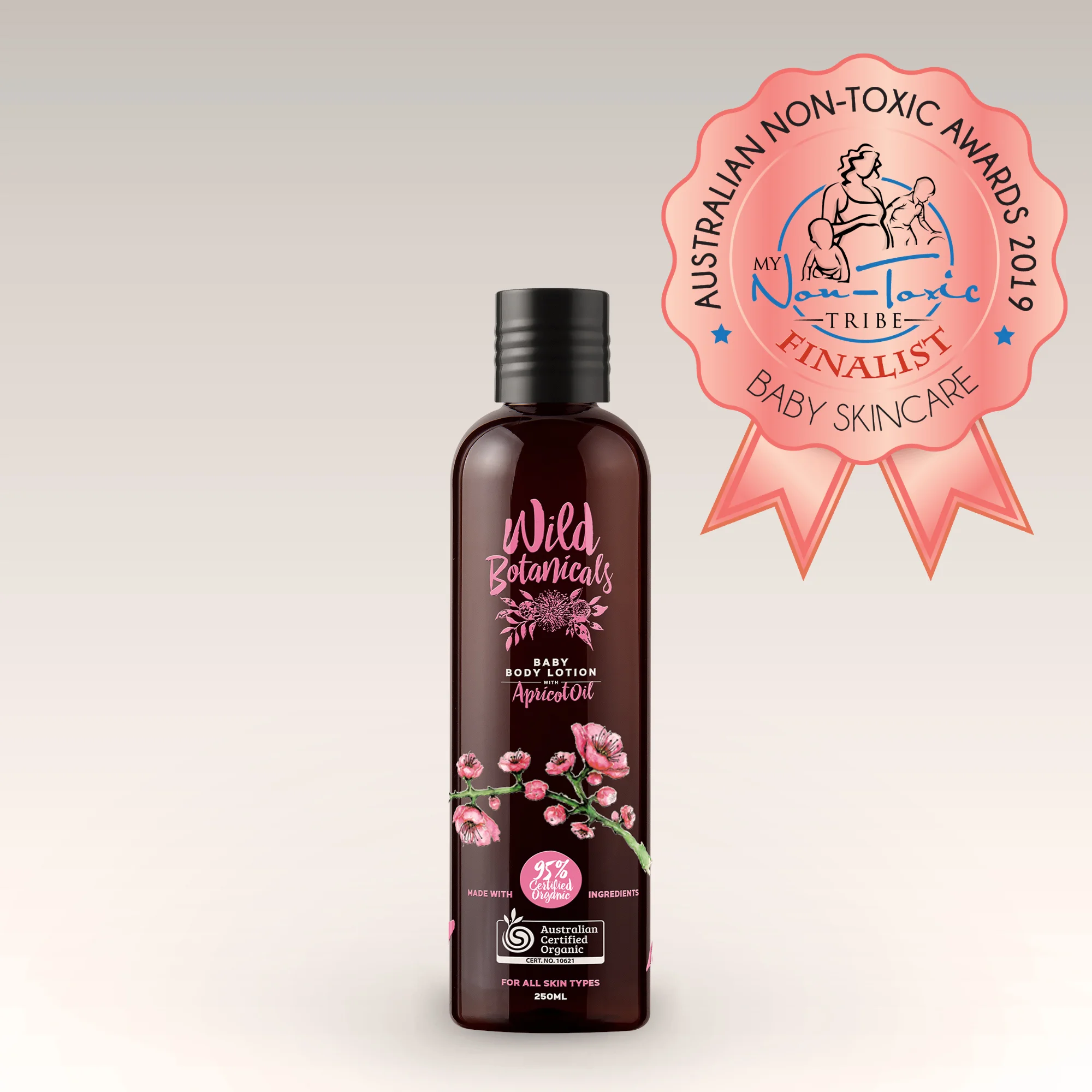 Wild Botanicals Baby Body Lotion with Apricot Oil with awards logo.jpg