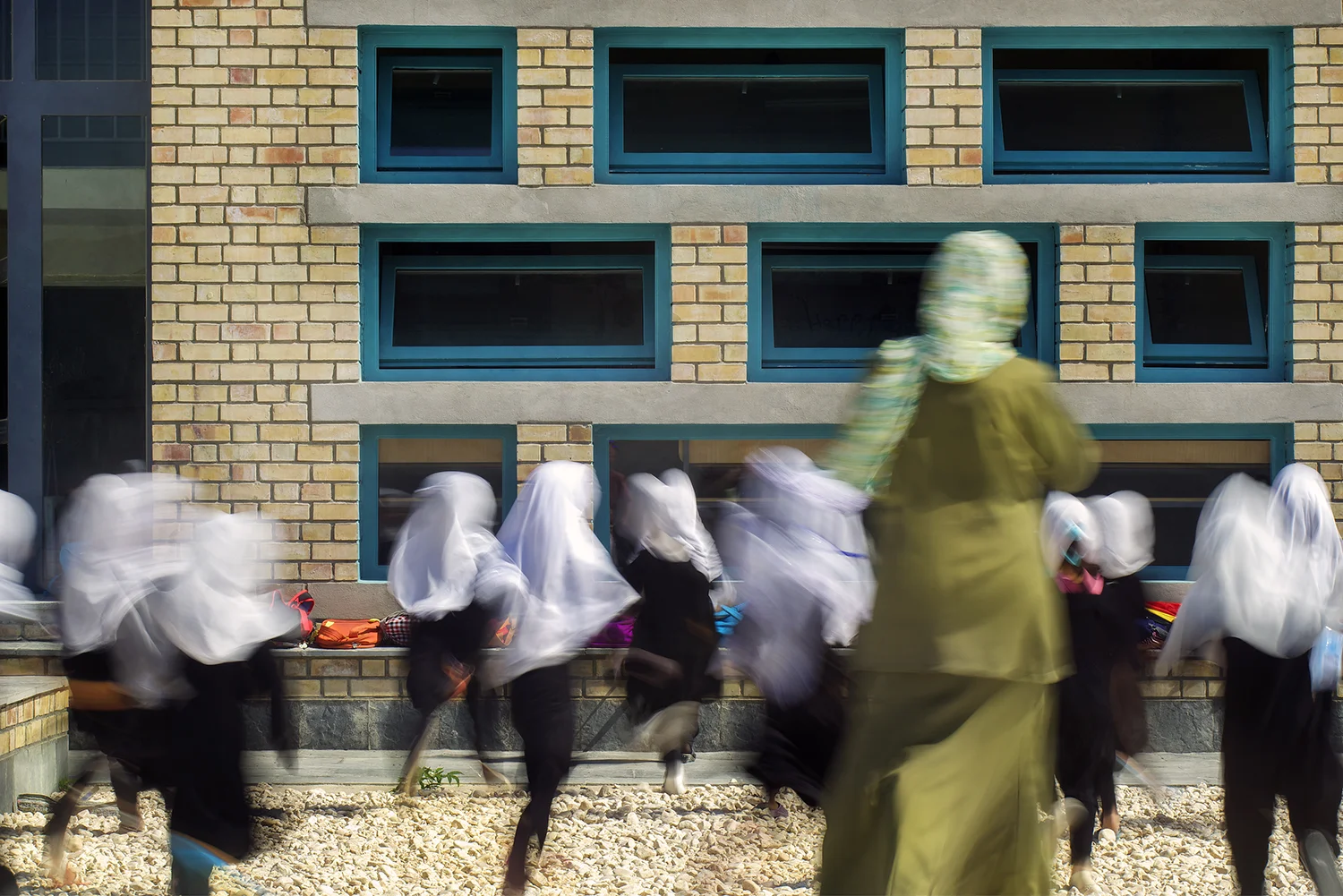 Goharkhatoon Girl School classroom blue windows@Nic Lehoux.jpg