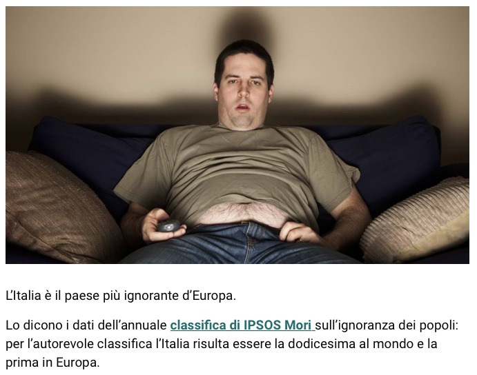 Per una volta siamo primi in Europa. Peccato che sia per la cosa sbagliata. Ma a noi piace anche così.