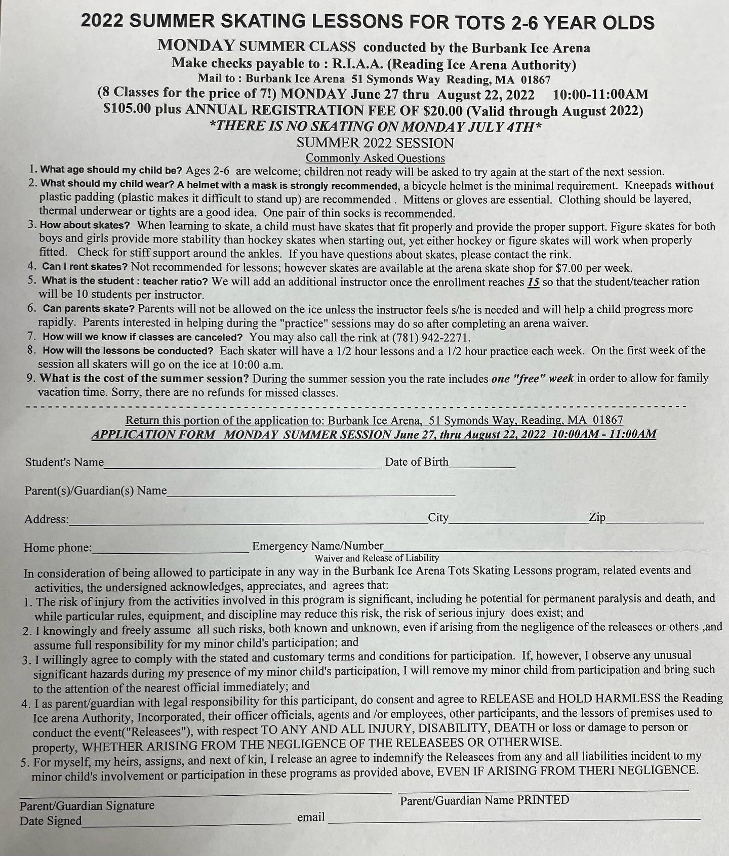 Our Summer Pre K lesson application is out ! Mondays at 10 am beginning 6/27 - 8 weeks for the price of 7!! For ages 2-6 - message us for more info!!! #burbankiceisnice #summer #iceskating #isi #prek #summeractivities #keepkidsbusy