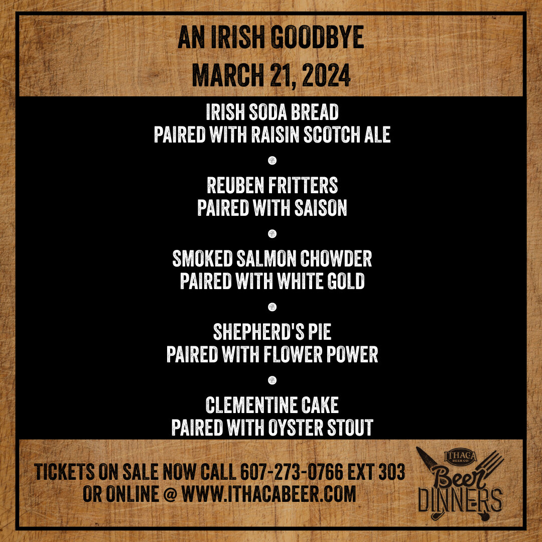 We have ONE more beer dinner left in this series! Grab your tickets soon before they are gone! 🍻🎟️
#beerdinnerseries #taproom #ithaca #irishgoodbye