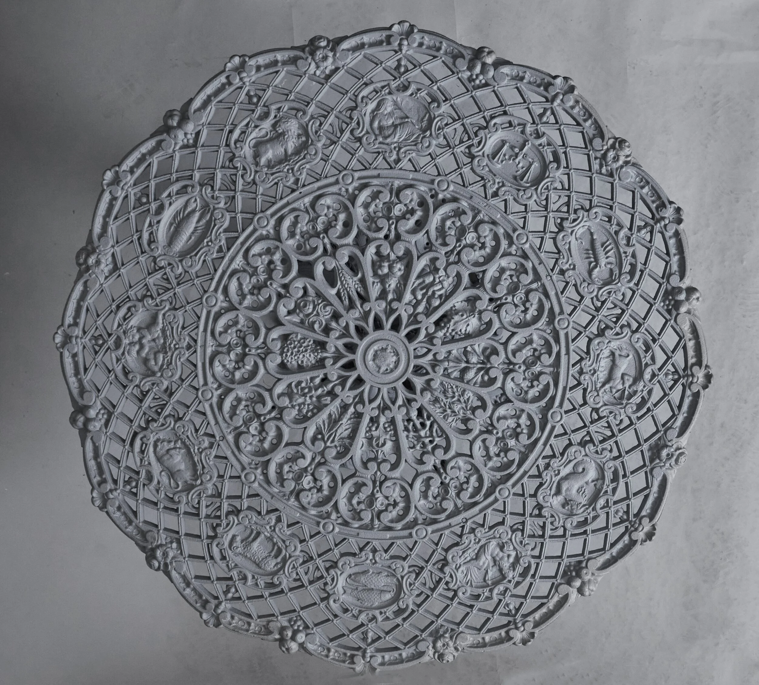 A rare 19th century Falkirk Foundry Zodiac cast iron garden table