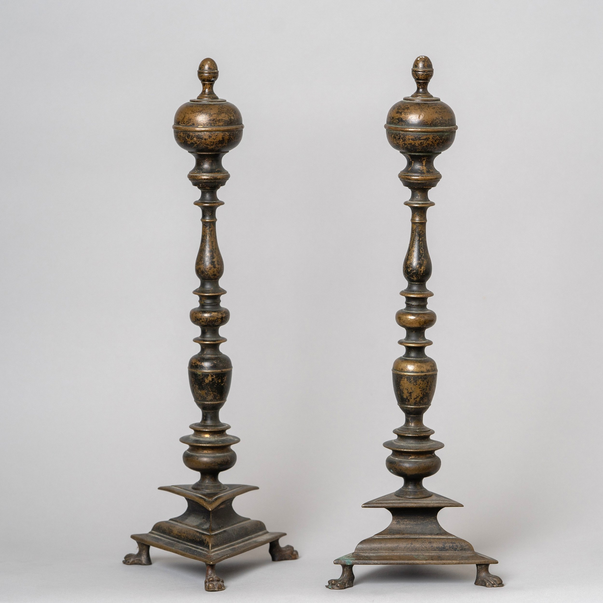 A pair of 18th century Italian bronze standards