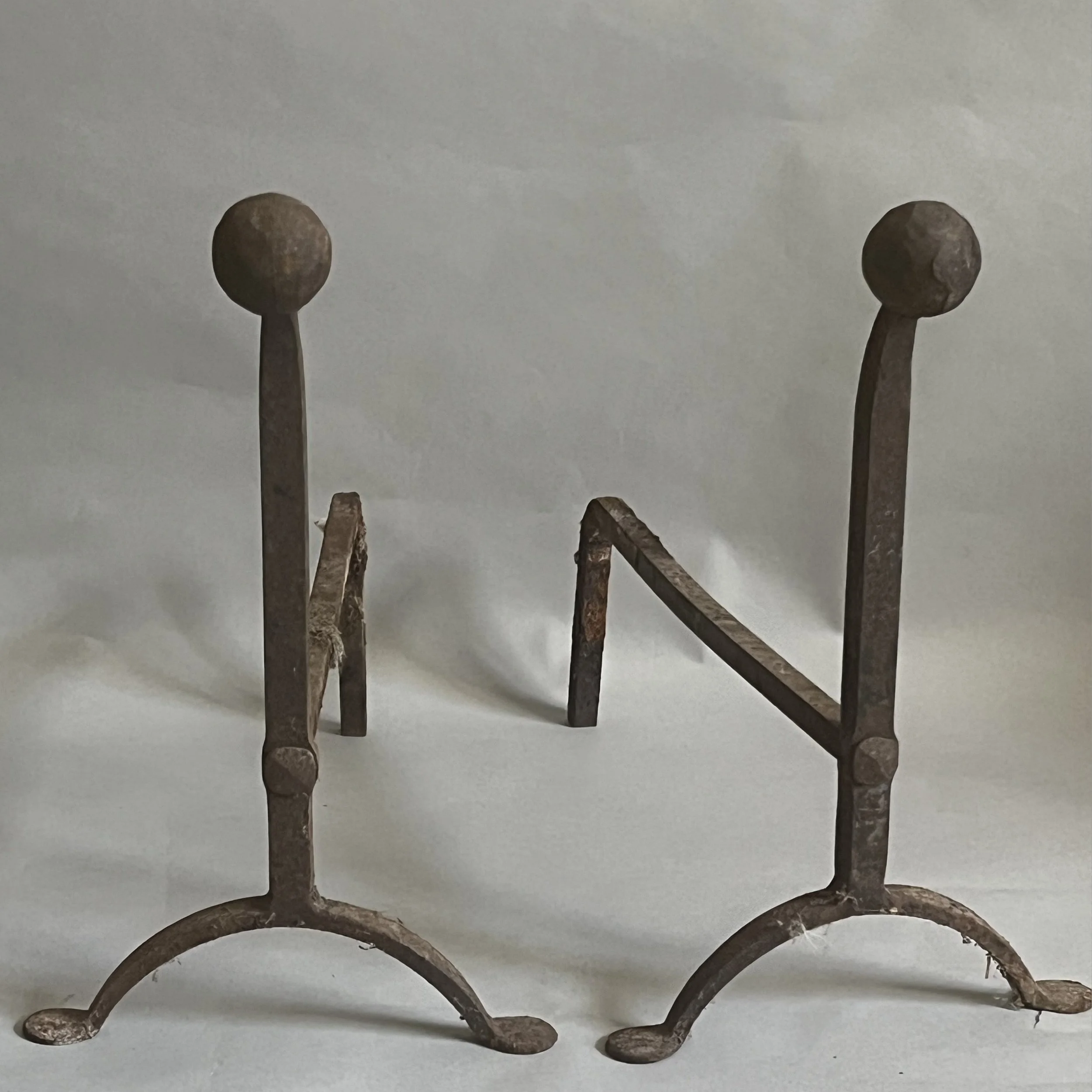 4593 A pair of 20thc wrought iron andirons Web.jpg