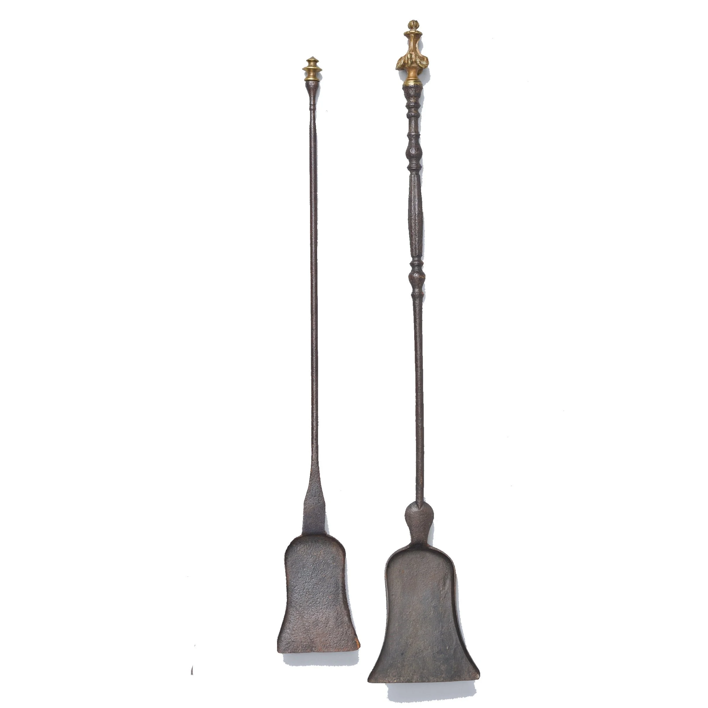 Two early 18th century English wrought iron shovels