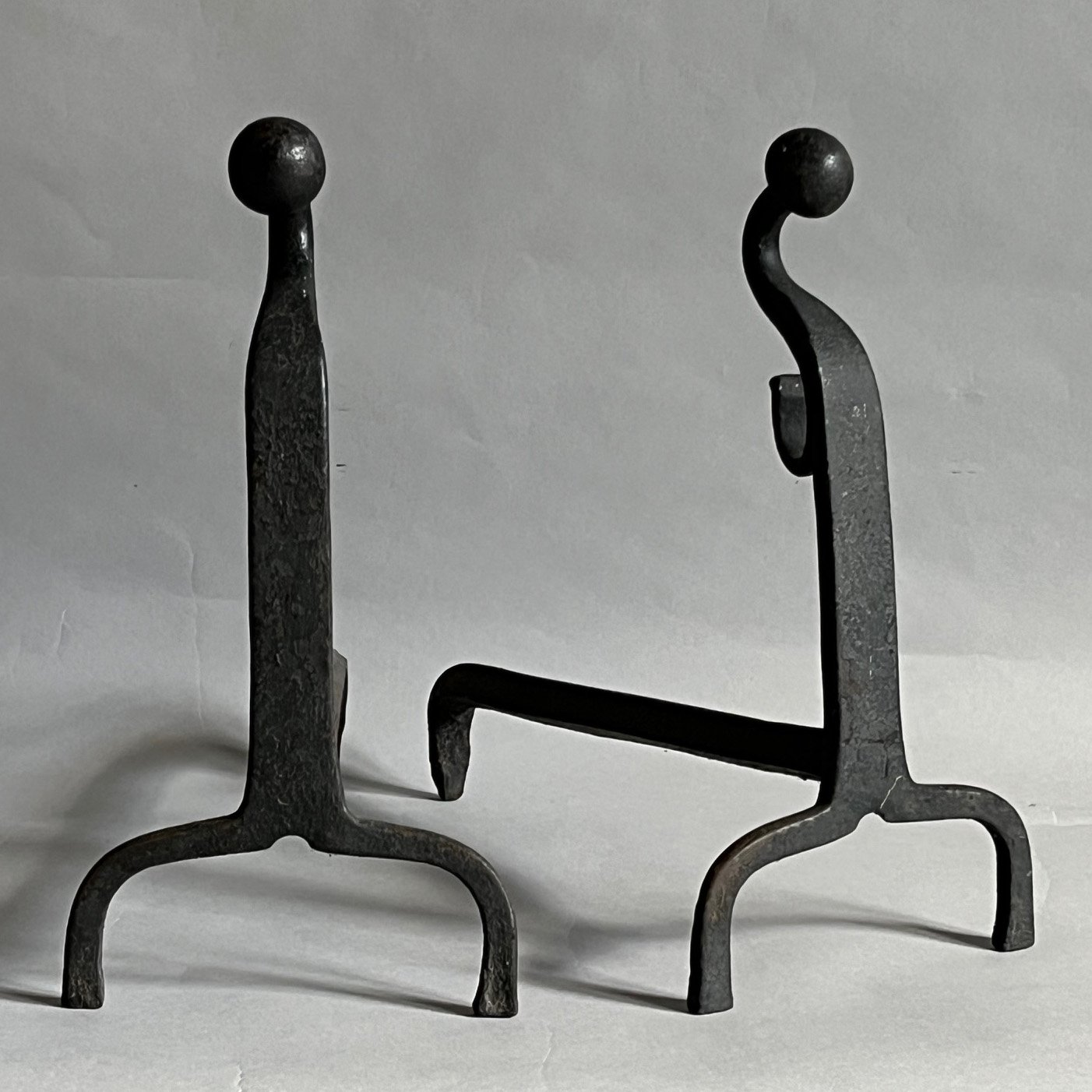 4576 Pair of late 19thc Andirons BWeb.jpg