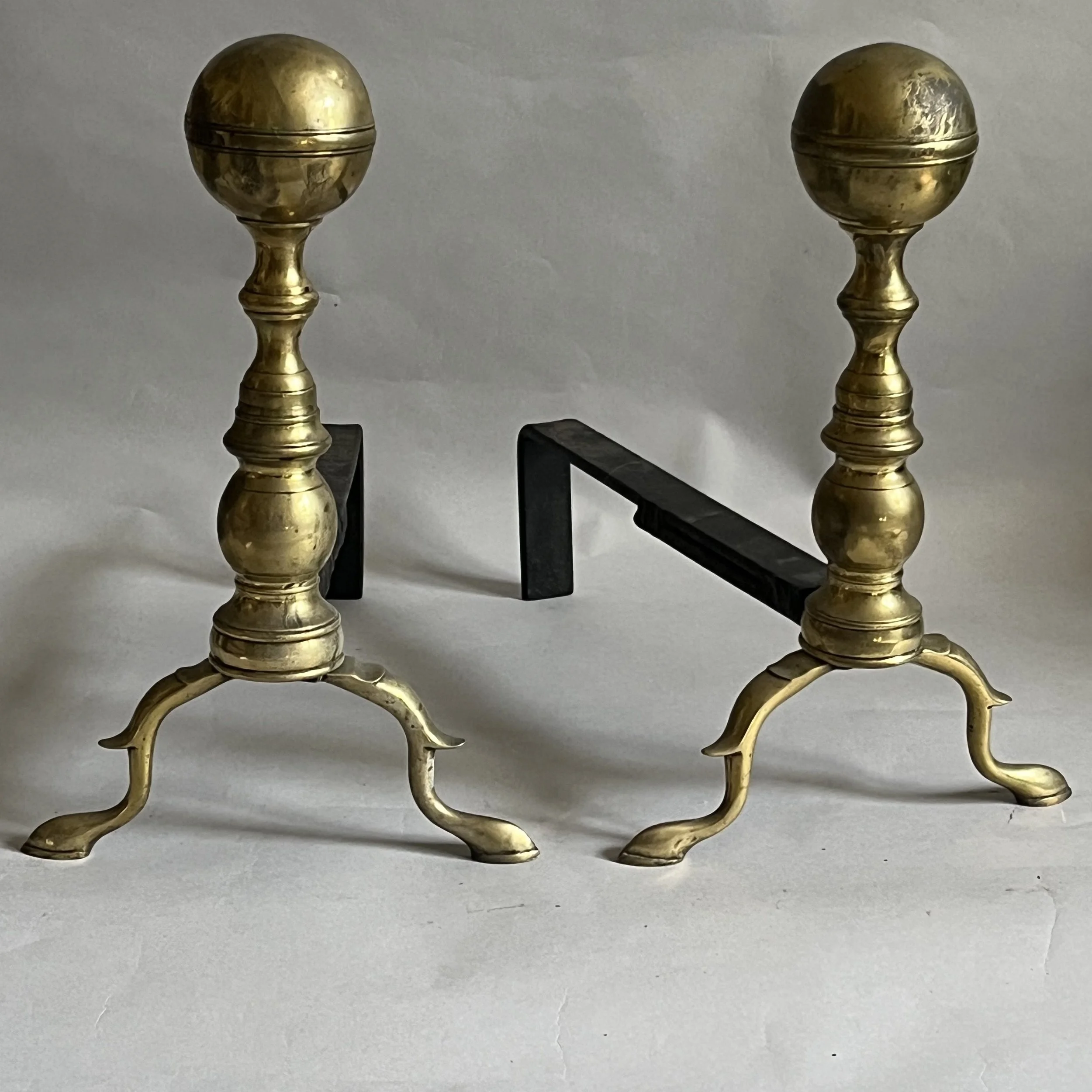 4592 A pair of 19thc 'Boston' brass andirons Web.jpg