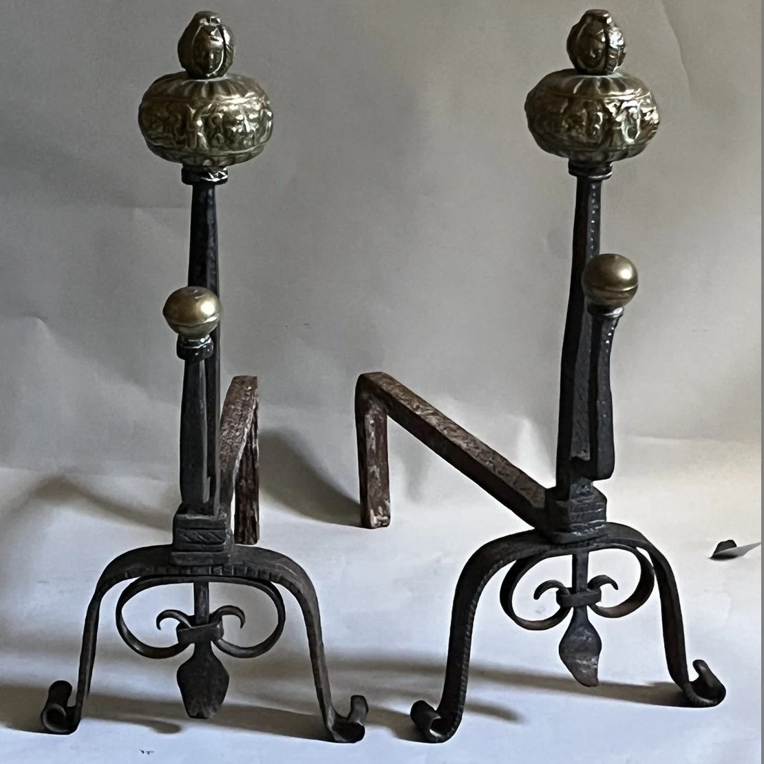 4620 Pair of 19thc Italianate AndironsA1.jpg