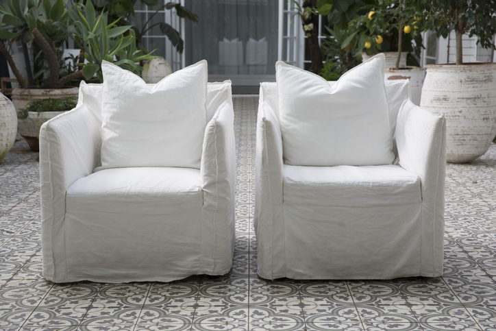 Single White Linen Armchair