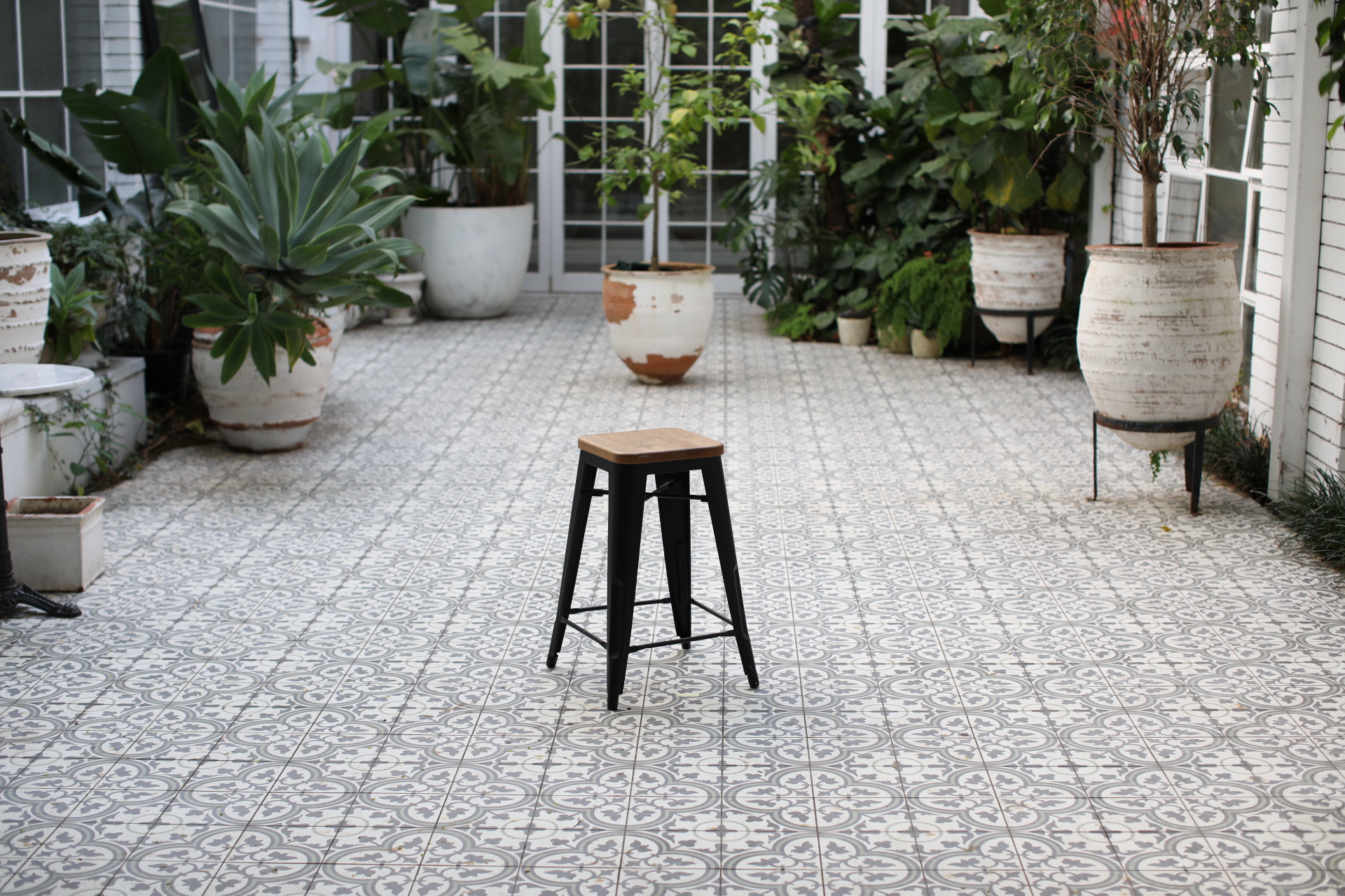 Back Stool w/ Wooden Top