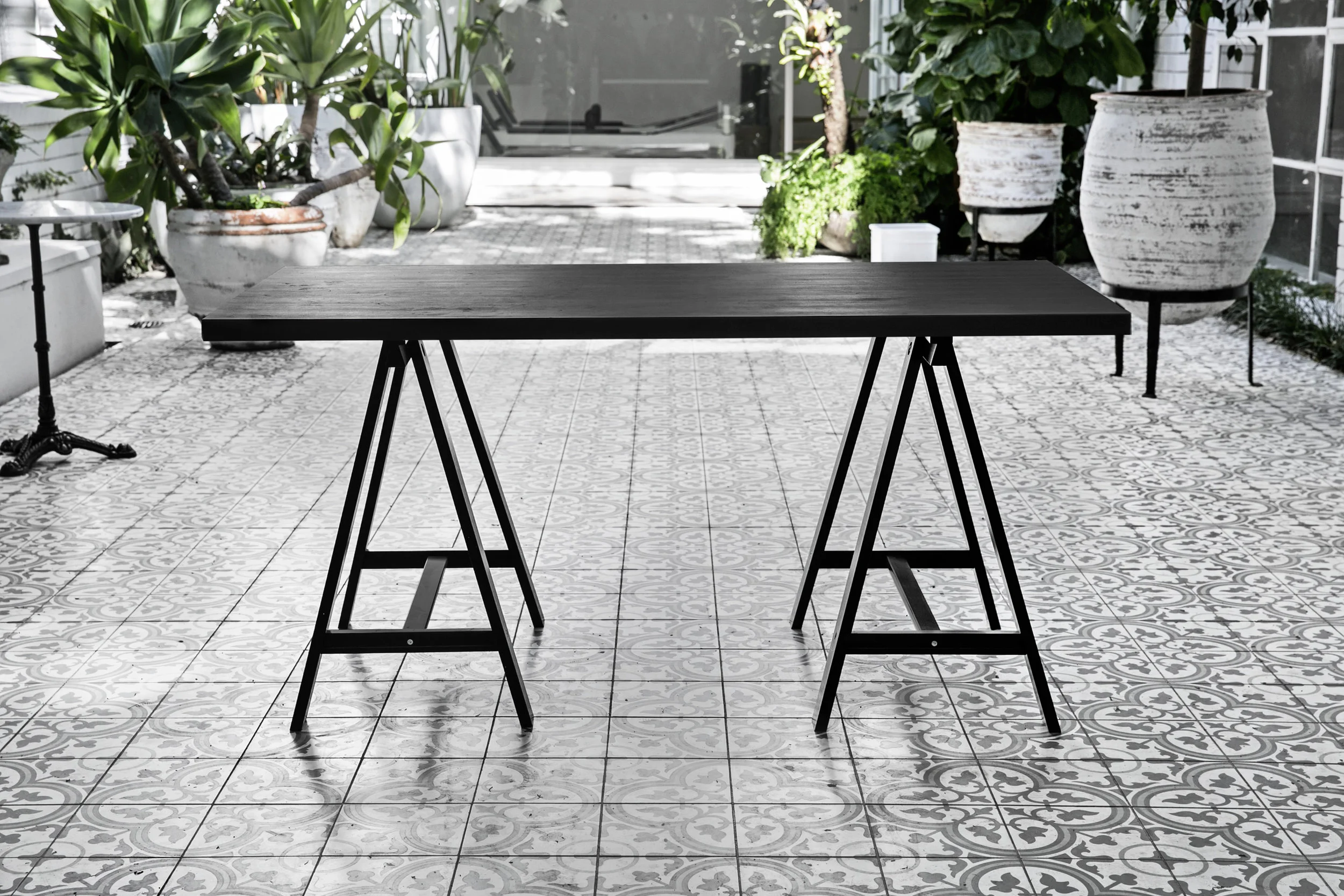 Black Trestle Table