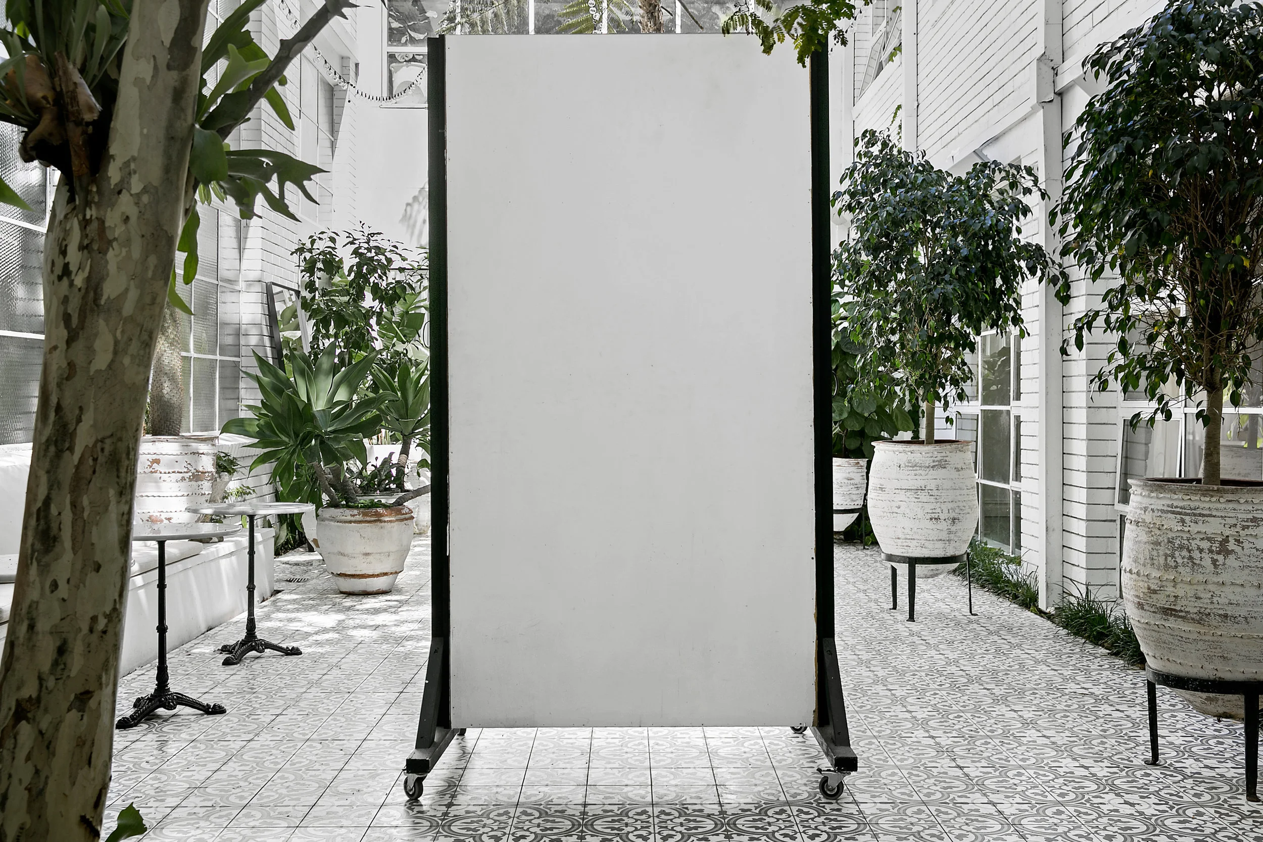 White Wall Flat on Wheels