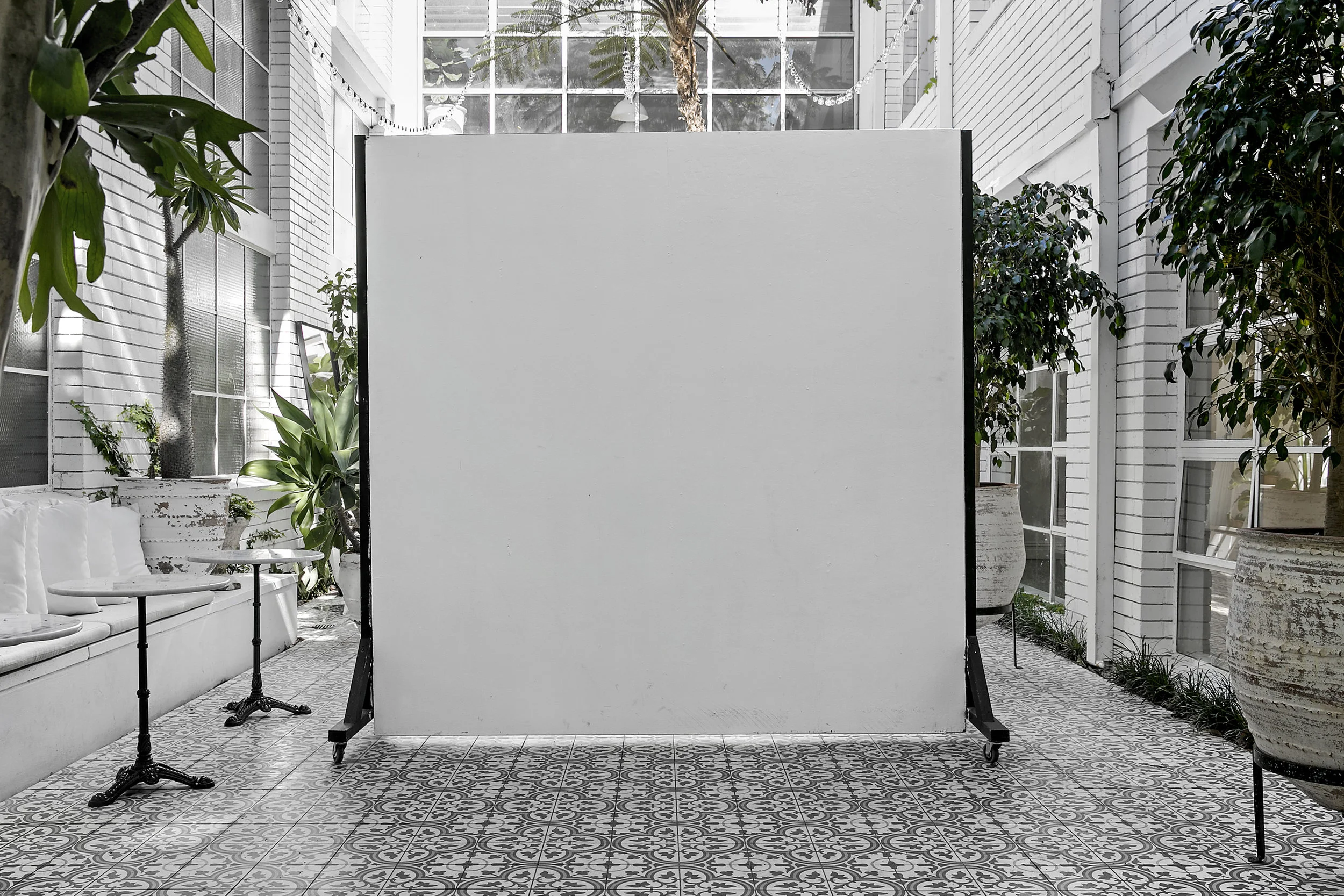 Large White Wall Flat on Wheels