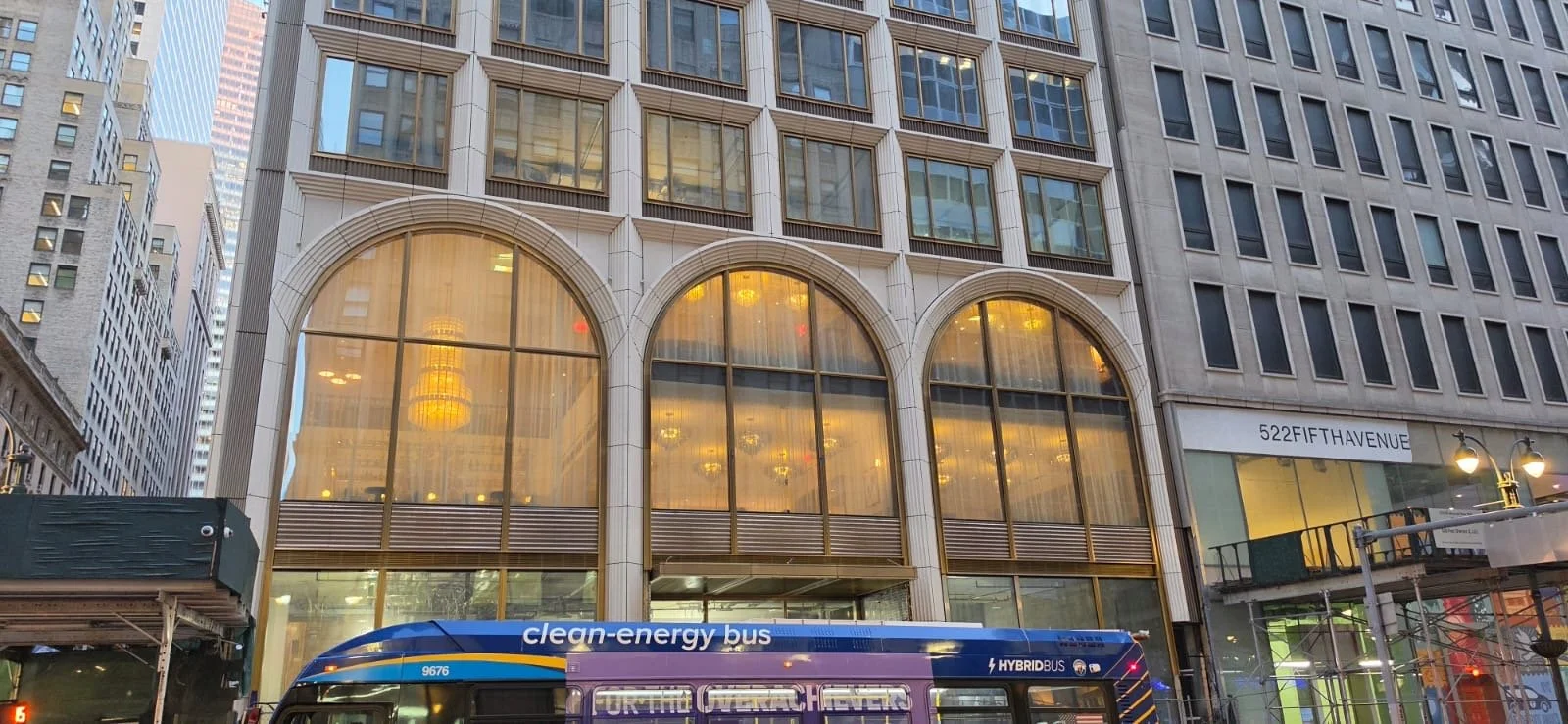 MOSS exterior: MOSS NYC at 520 Fifth Avenue showing custom drapery visible from Fifth Avenue