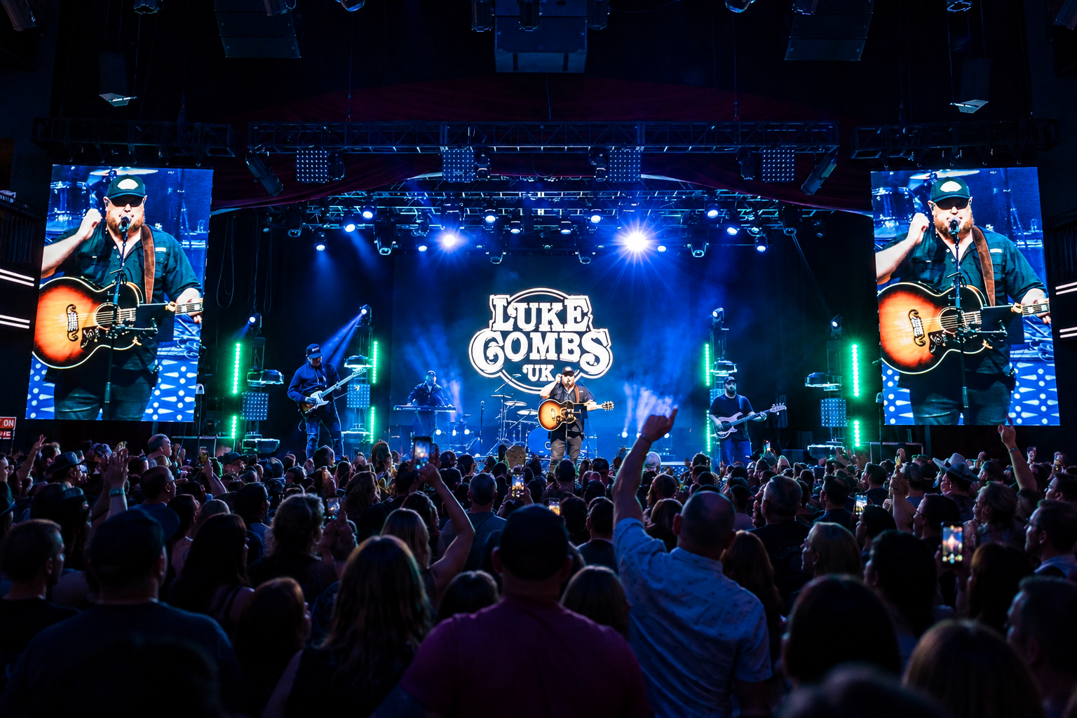 Luke Combs UK Tribute Band Show on stage large arena