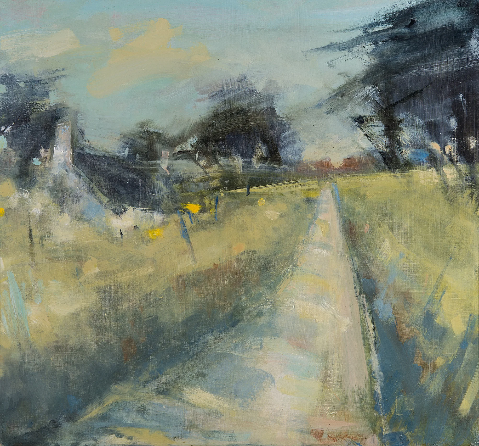 Early Spring, Cornish Lane. Oil on board. 65 x 70cm Sold 