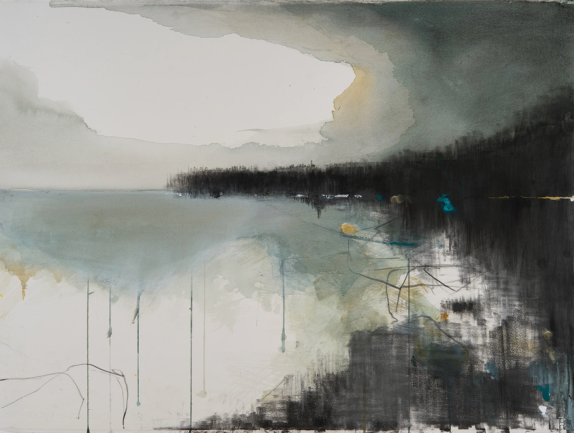 Green Seas, Rosemullion . Mixed media on paper. 57 x 77cm Sold