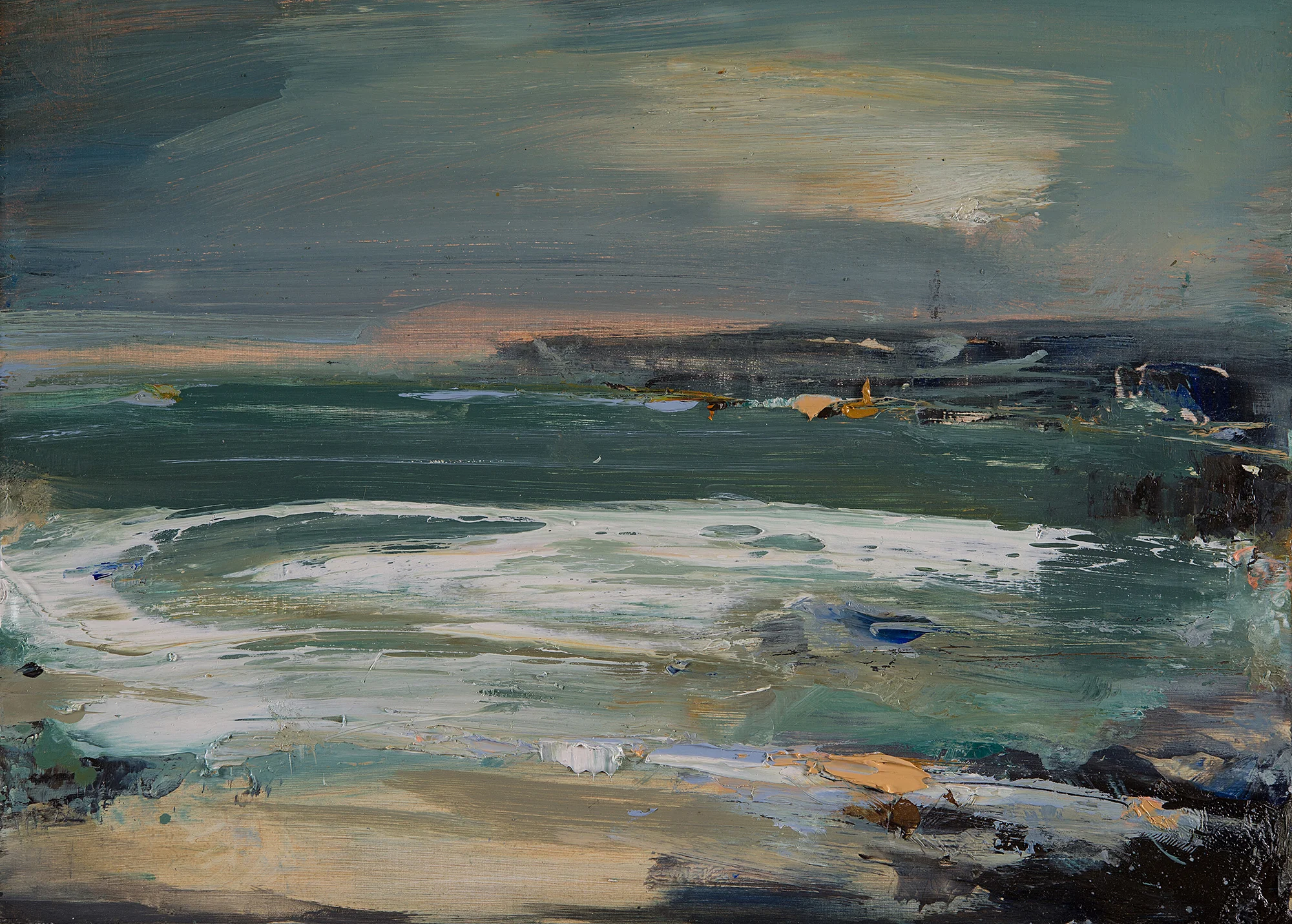 Green Tides, Sennen. Oil on board. 22 x 31cm Sold