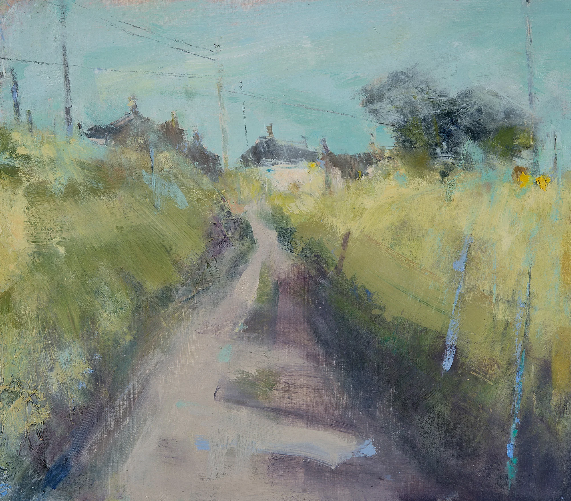 Cornish May, Lane to the Village. Oil on board. 35 x 40cm Sold