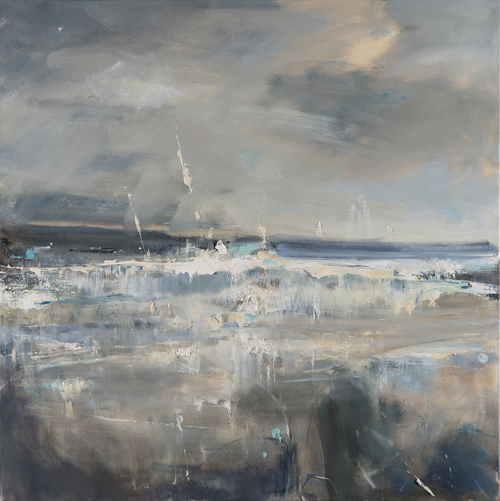 Storm Coming, Sennen Cove. Oil on canvas. 100 x 100cm Sold