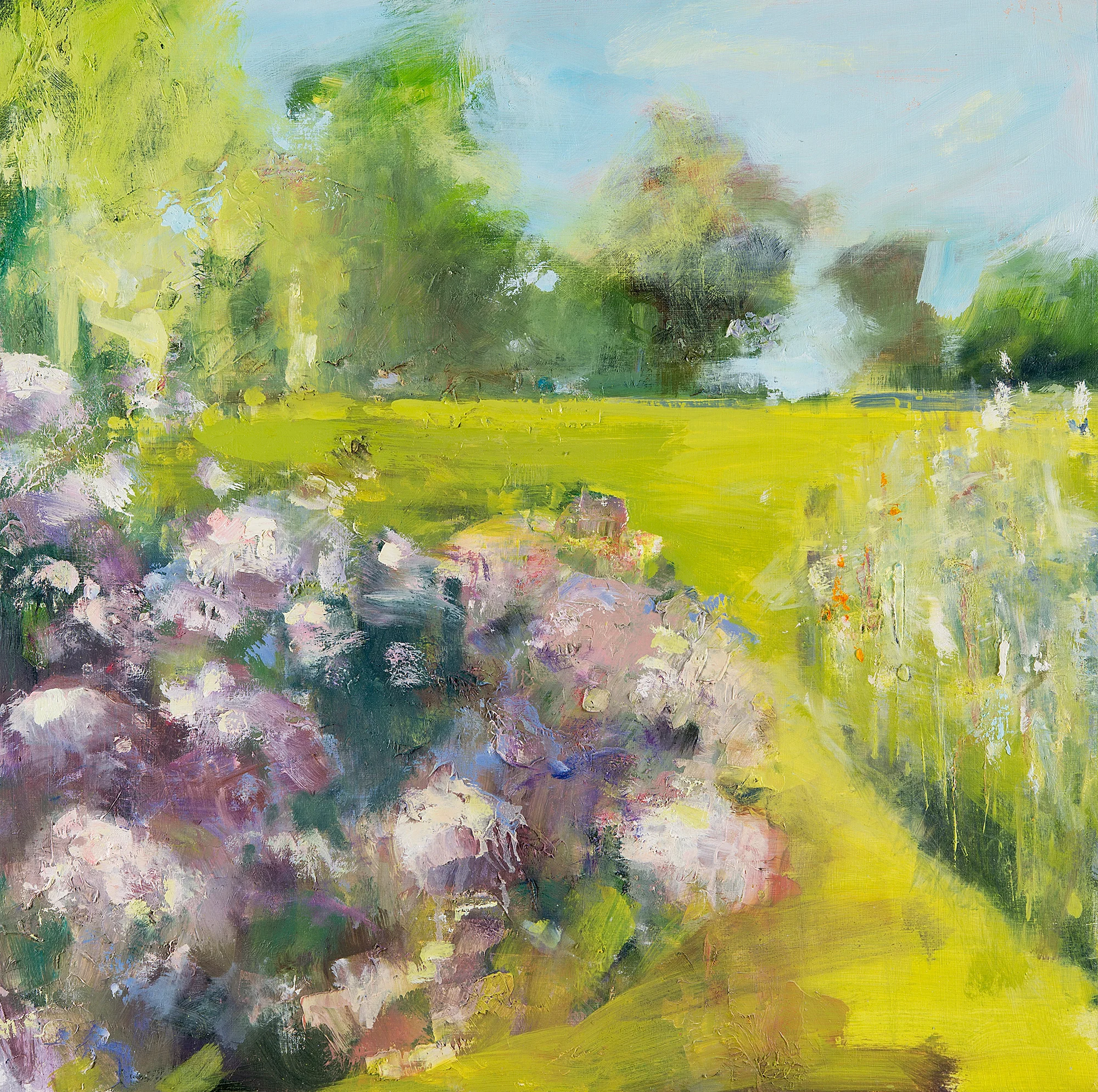 Hydrangeas, High Summer. Oil on board. 60 x 60cm Sold