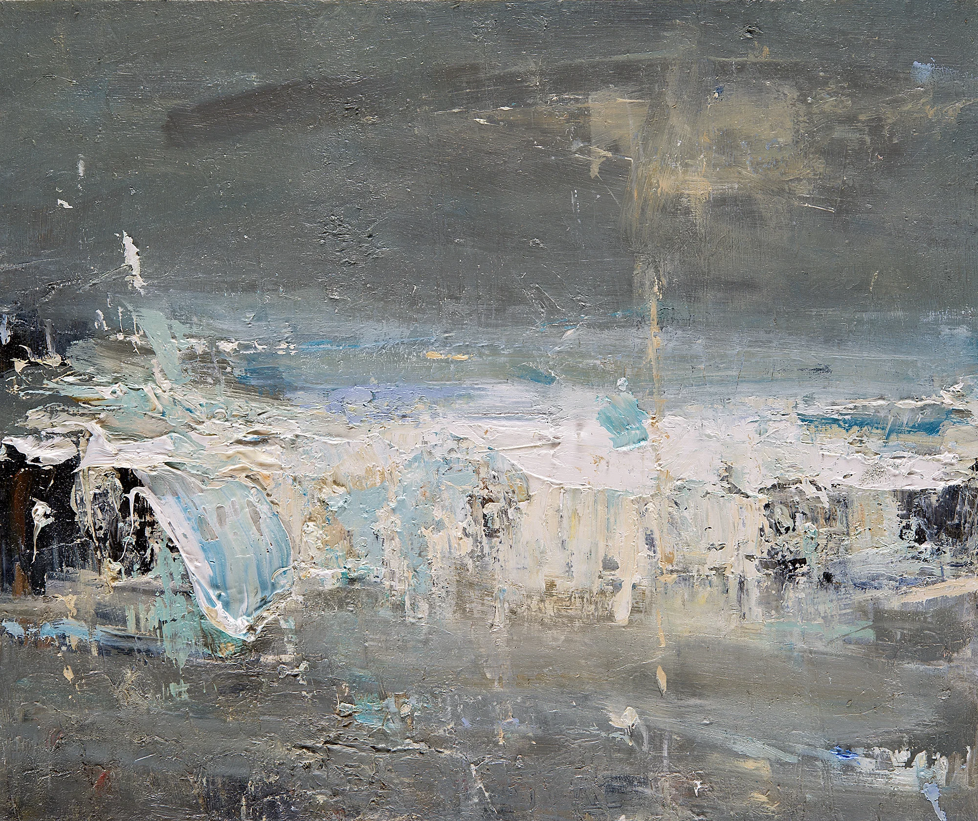 Blue Waves, Evening, Gwithian. Oil on board. 25 x 30cm Sold