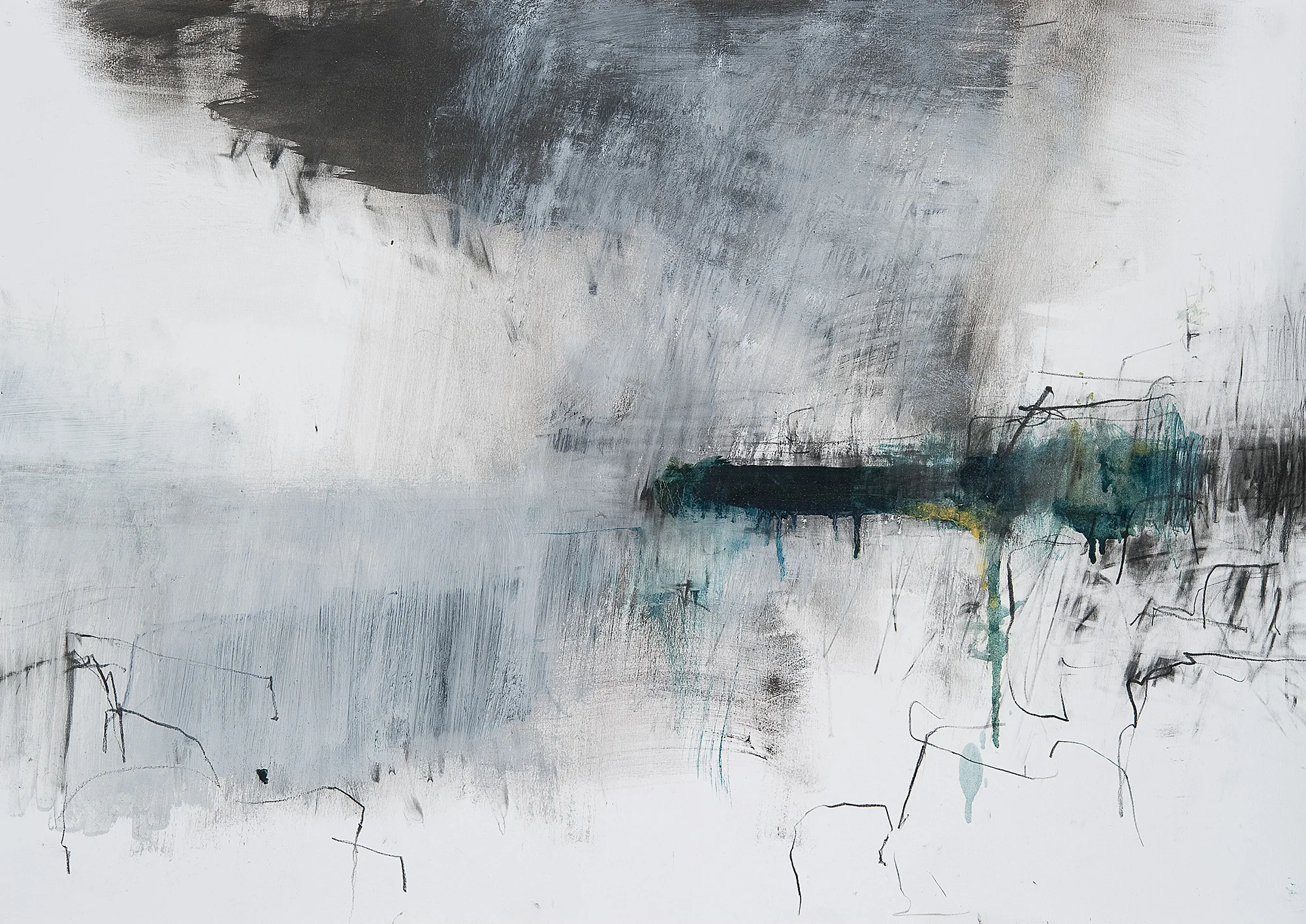 Storm. Graphite, oil and gesso on paper. 50 x 73cm. Sold
