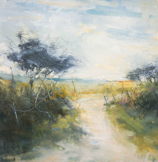 Spring Breeze on a Cornish Lane . Oil on board. 40 x 39cm Sold