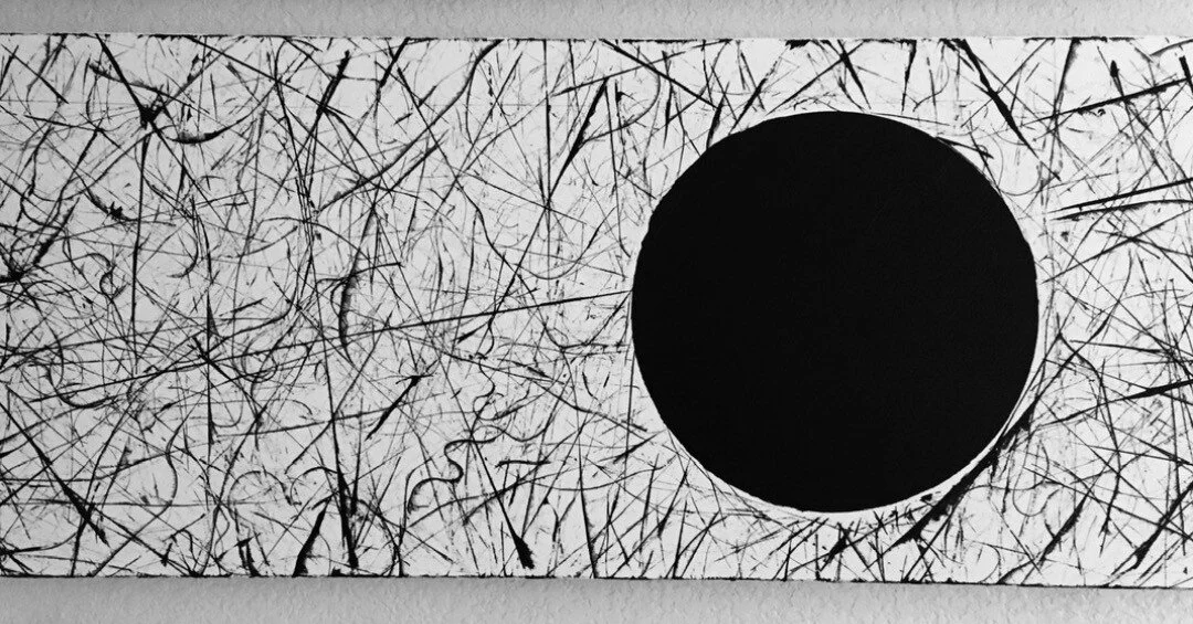 Solar: 16x40” Mixed Acrylic and Oil.