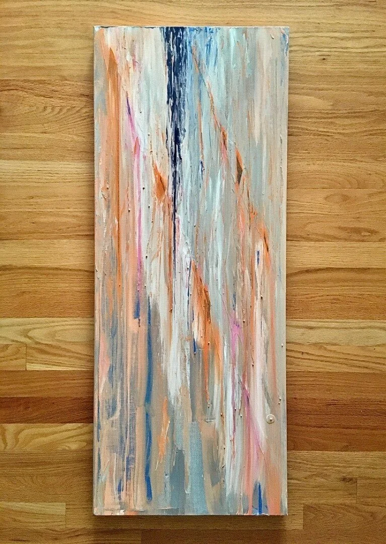 Creamcicle Dreams: 16x40” Mixed Acrylic and Oil.