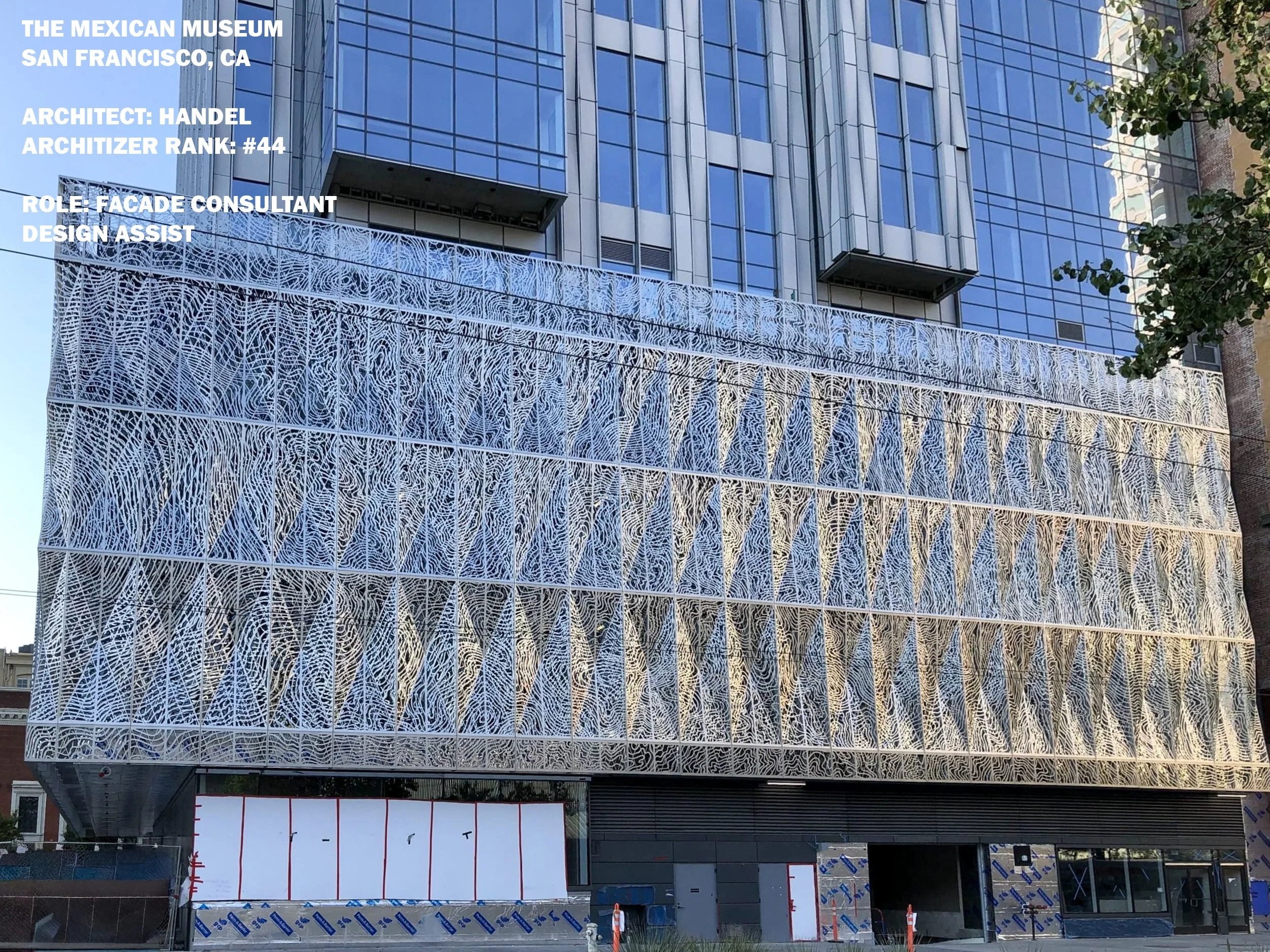 Architizer&rsquo;s top 100 architects for 2026 continued: Today is number 44: Handel and The Mexican Museum Screen by Jahn Hendrix in San Francisco, CA. 

TJOA partner, Alex Worden worked with A.Zahner on the project during the Design Assist process.