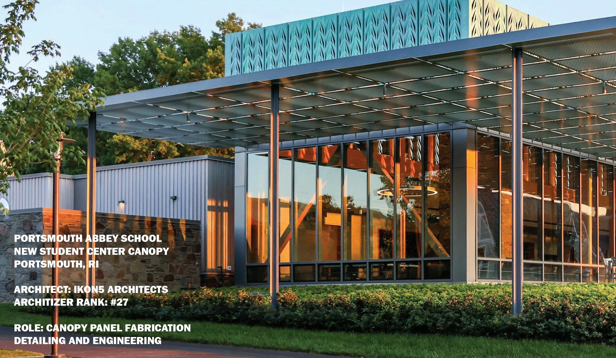 Architizer&rsquo;s top 100 architects for 2026 continued: Today is number 27: Ikon5 Architects and the Portsmouth Abbey School New Student Center Canopy in Rhode Island.

Completed late 2024, TJOA worked with longtime our long-time colleagues at Elem