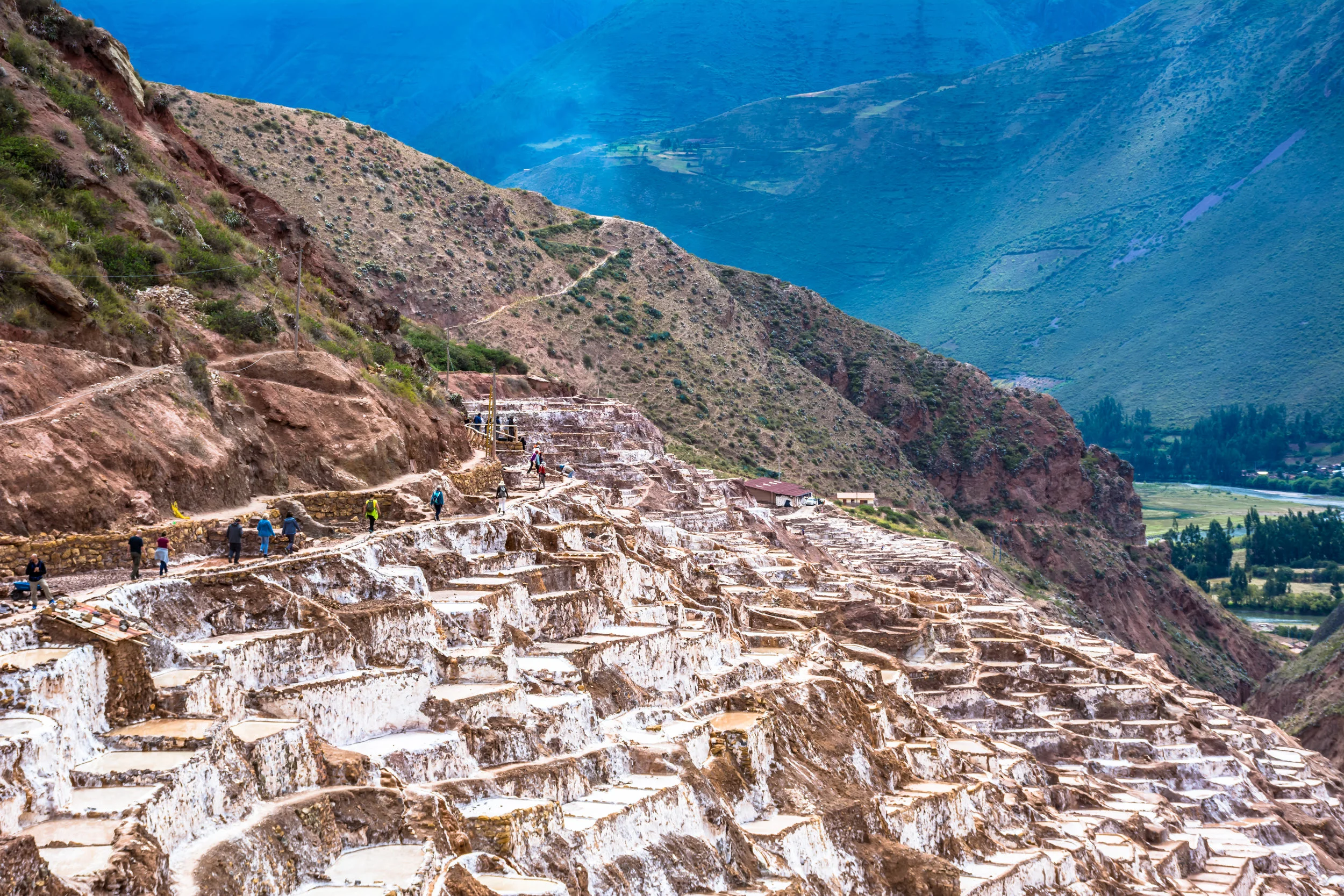 Salt mine made by Incas, Sacred Valley, Peru.