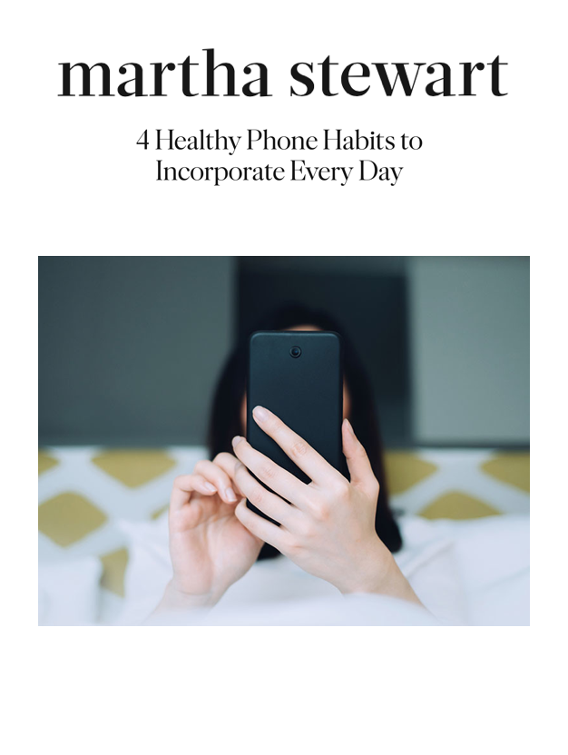 "Use your phone with intention," says Juhi Singh , an integrative medicine specialist and the founder of the Juhi Center in New York, NY. "Don’t walk around with your phone in your hand or leave it wide open in front of you."