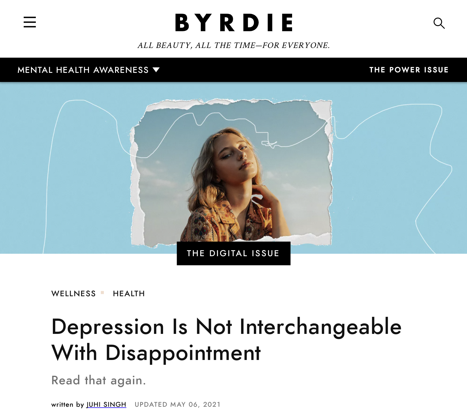 BYRDIEDepression Is Not Interchangeable With Disappointment.