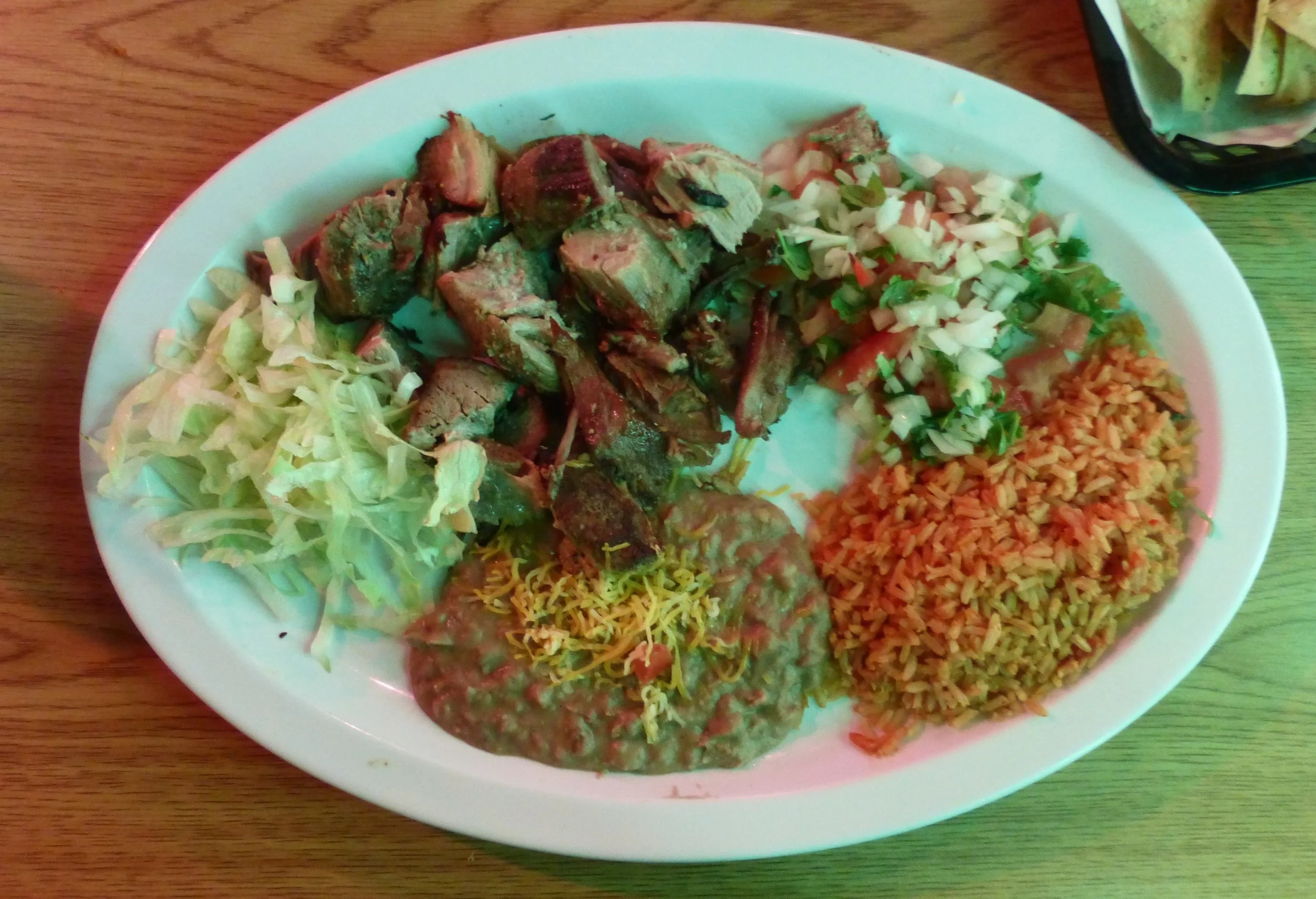 The pork carnitas were delicious, not too fatty, and enough for leftovers.