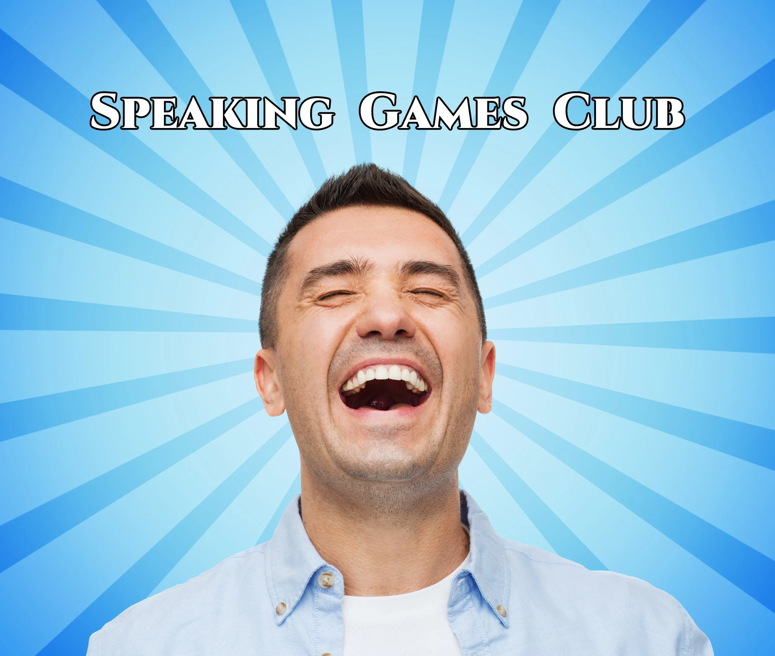 man laughing blue speaking games club.jpg