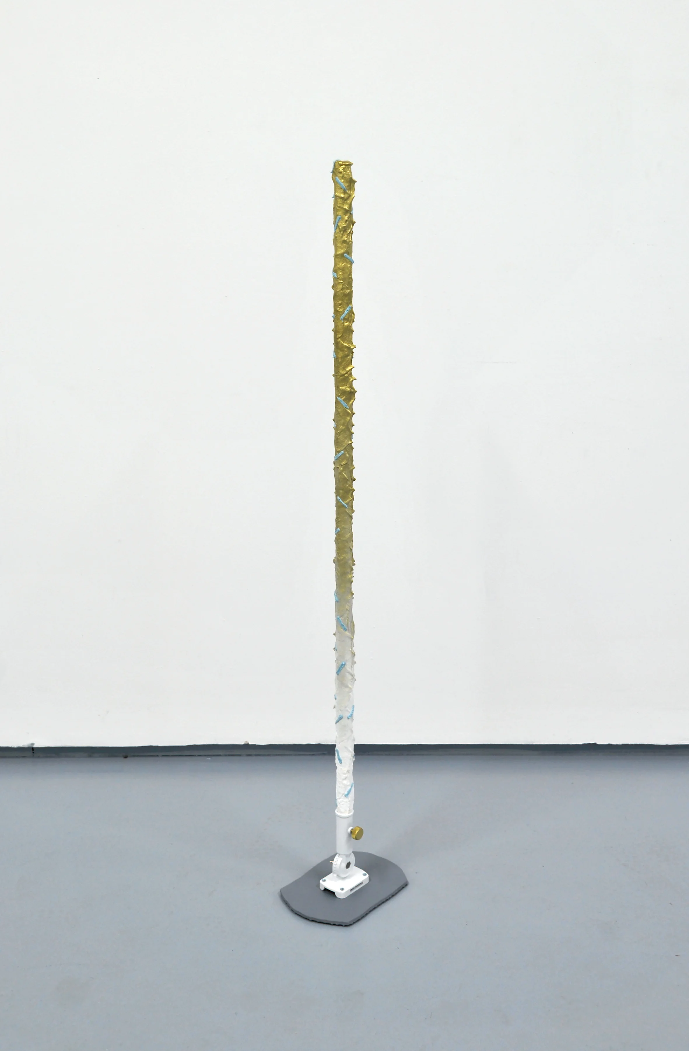 Pole (Gilded Mop) Acrylic, enamel, sand, primer, wood, metal hardware, MDF 10 x 53 x 7 inches 2014
