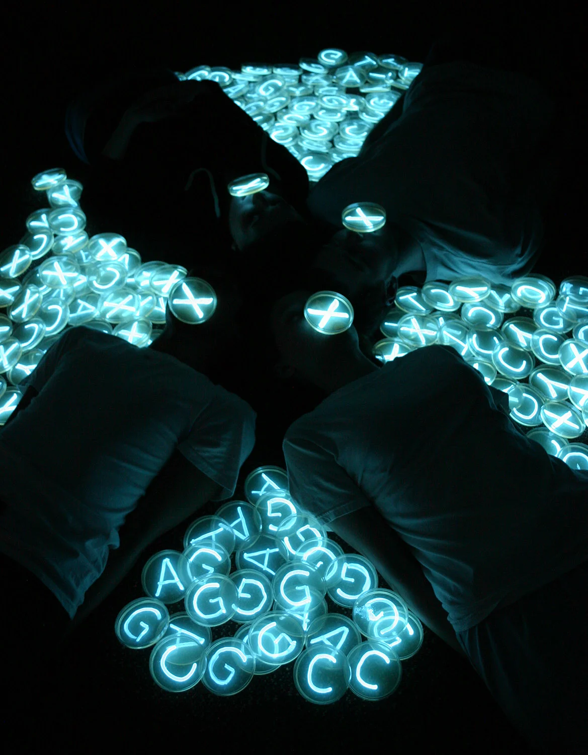 "X Chromosome," photograph by the light of bioluminescent bacteria, Hunter Cole