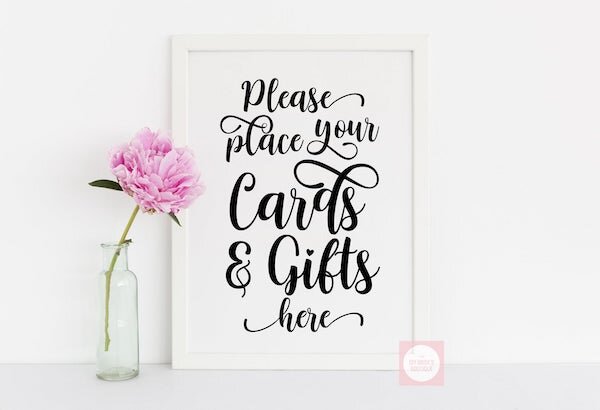 Place your cards and gifts here sign