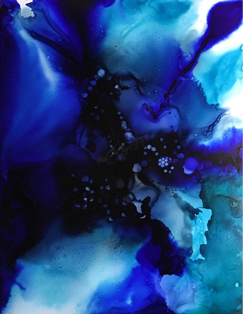 Original Alcohol Ink Abstract Painting | Underwater | 9x12