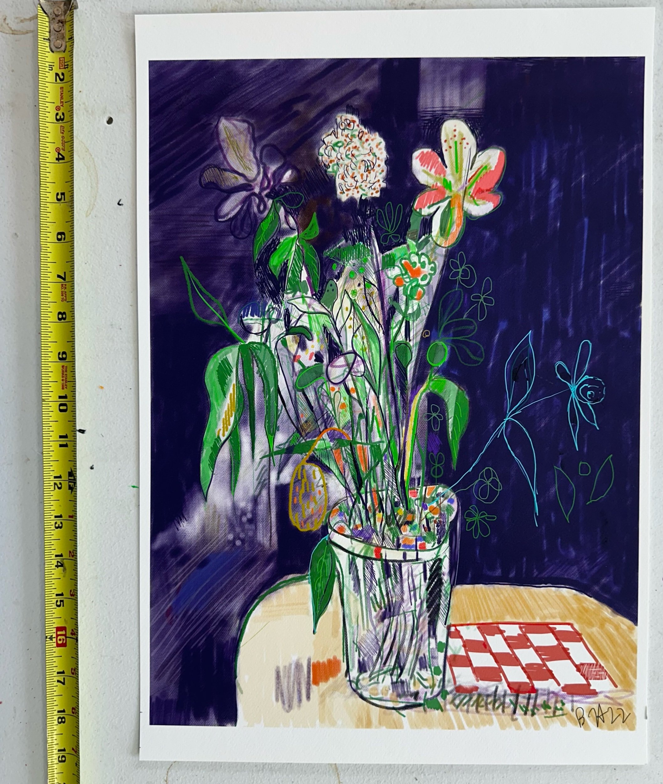 Flowers on a Red Checked Cloth