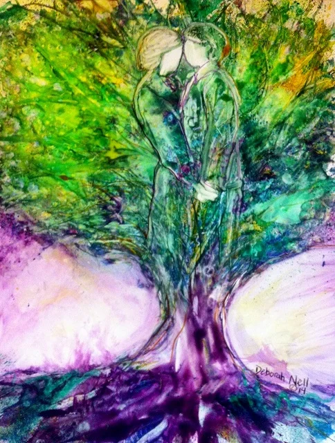 "Rooted In Love", 10" x 13", Acrylic Ink and Acrylic Paint on Yupo paper