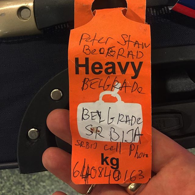 i'll be auctioning off this authentic peter stan luggage tag by the end of our tour. happy to report that peter made it #tobeogradandback and we are on a train to AARHUS for a workshop and concert tonight at #glomasaarhus