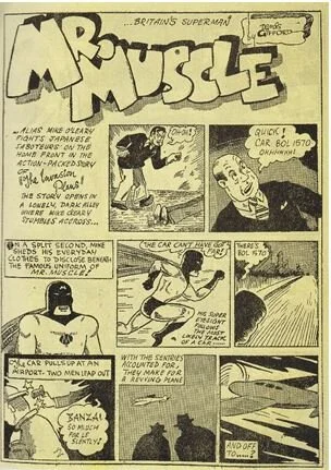 Fig. 13: ‘Mr Muscle, Britain’s Superman’ by Denis Gifford, in Dynamic Comics (International Comics/Cartoon Art Productions, 1945)