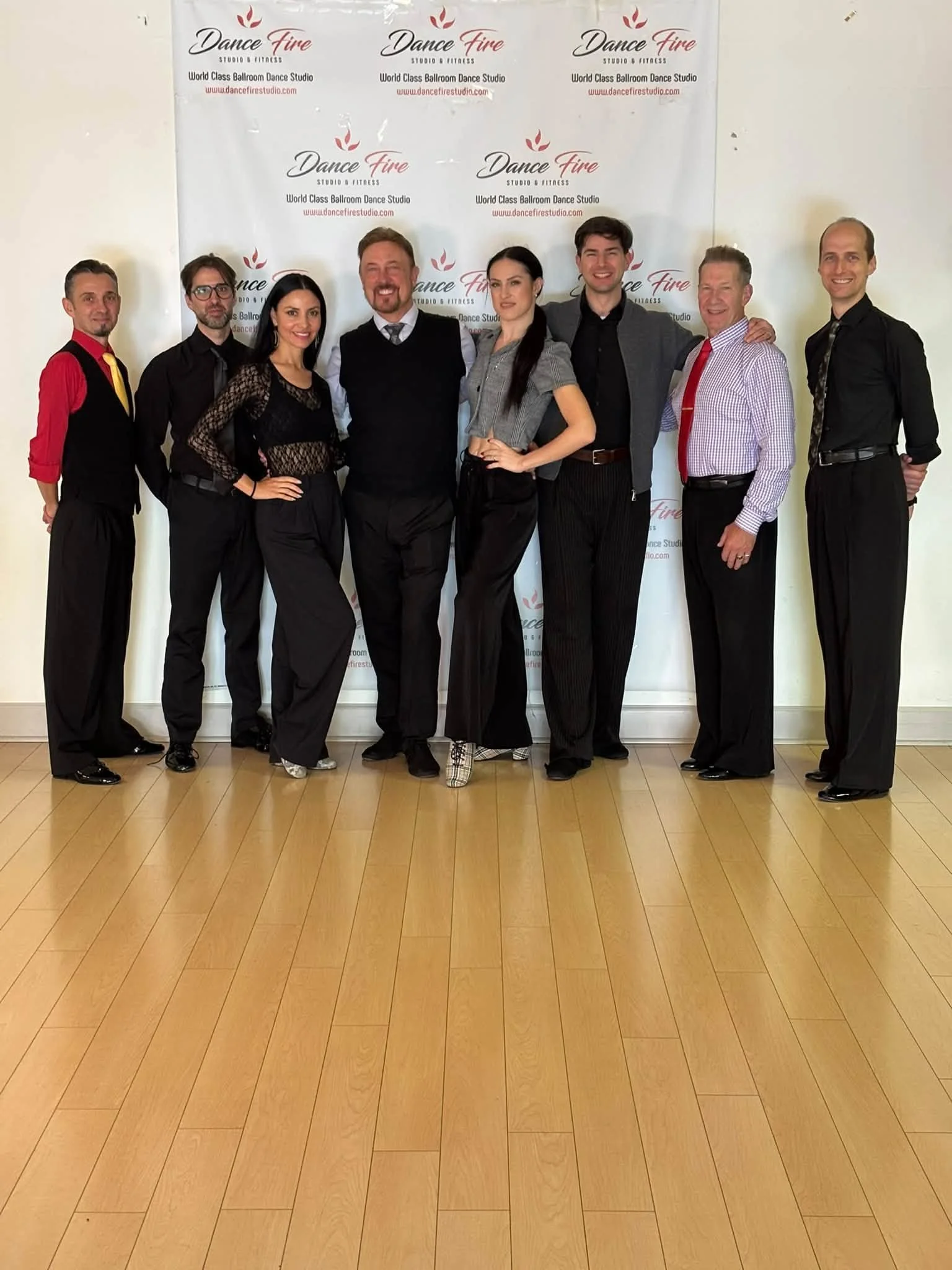 Dance Fire’s team poses together during the guest coaching visit