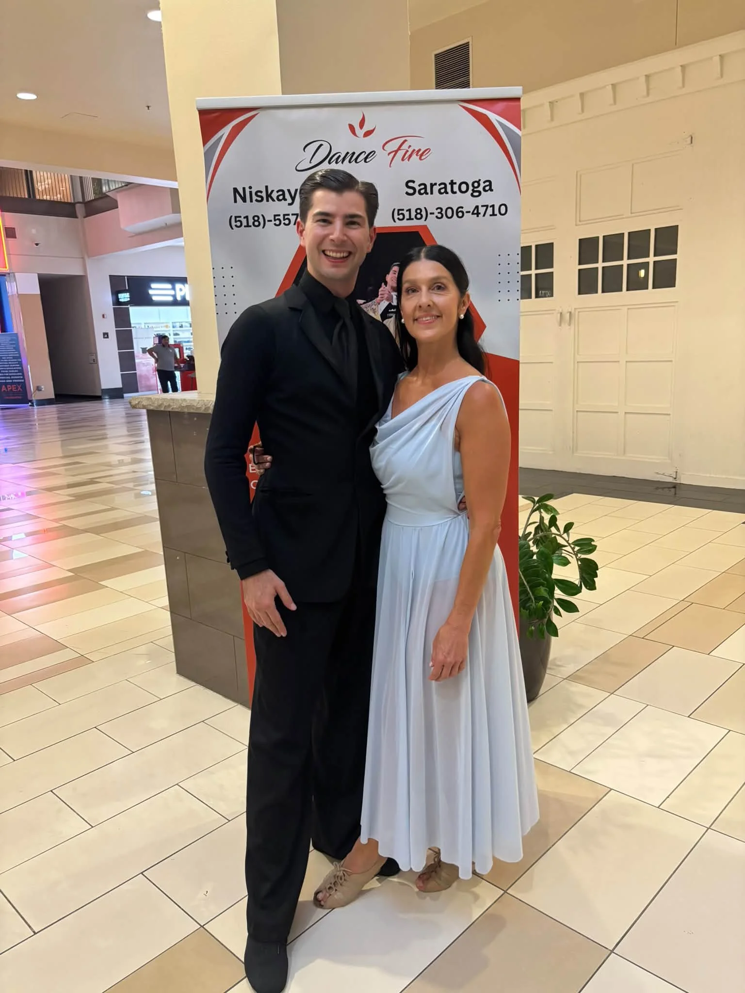 Dance Fire performers at Crossgates Mall during National Ballroom Dance Week 2026