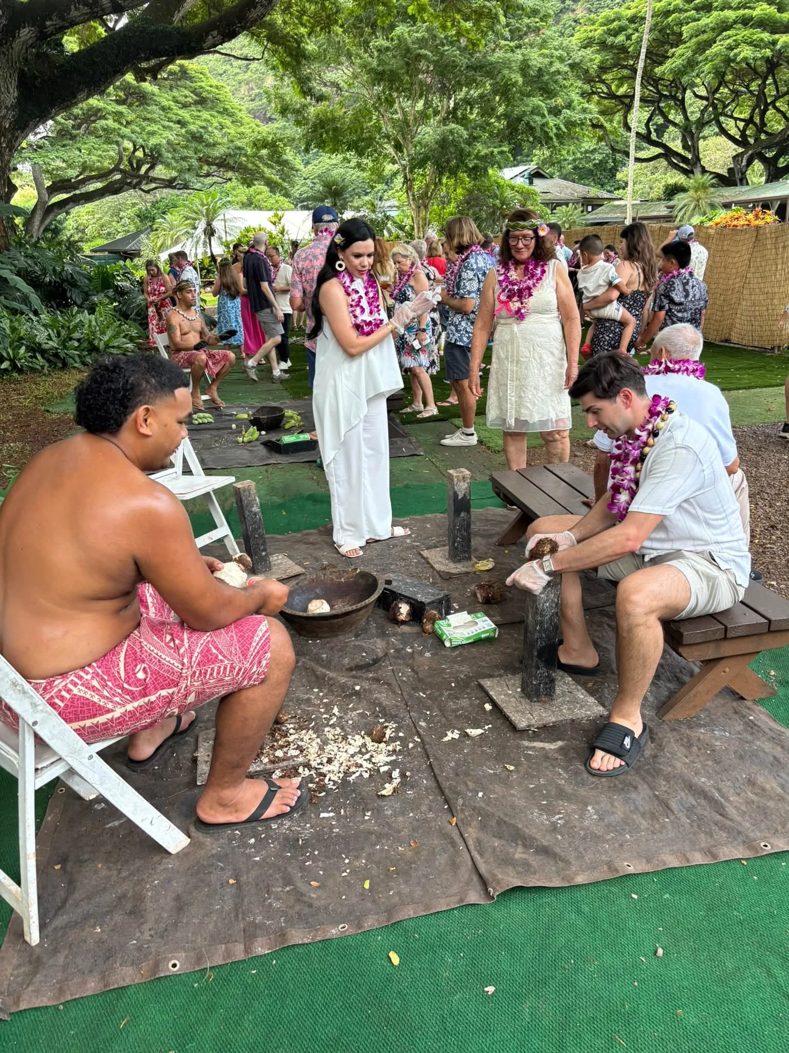 Guests gather outdoors during a Hawaii cultural outing